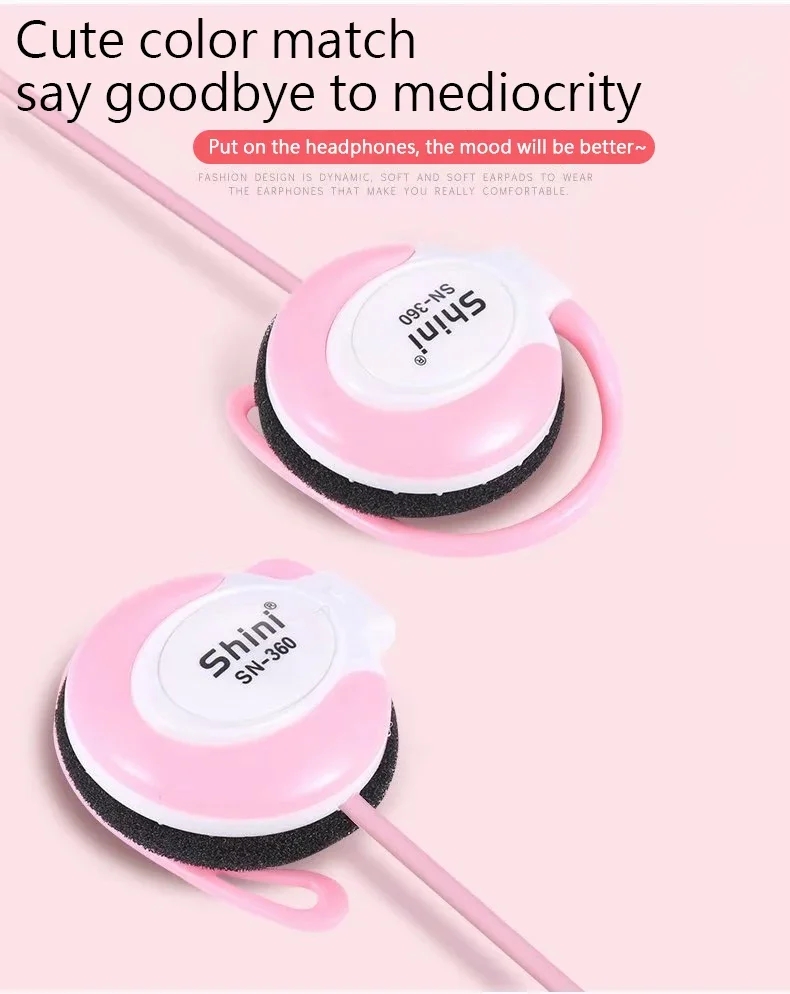 Universal 3.5Mm Earhook Earphones With Mic HD Sound Bass Headset Wired Music Headphone For Phone Pc Mp3