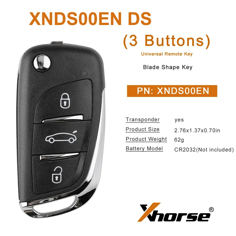 

1PCS XHORSE XNDS00EN DS Style Wireless Universal Remote Key 3 Buttons XN002 Remote Key for DS for VW VVDI Key Tool