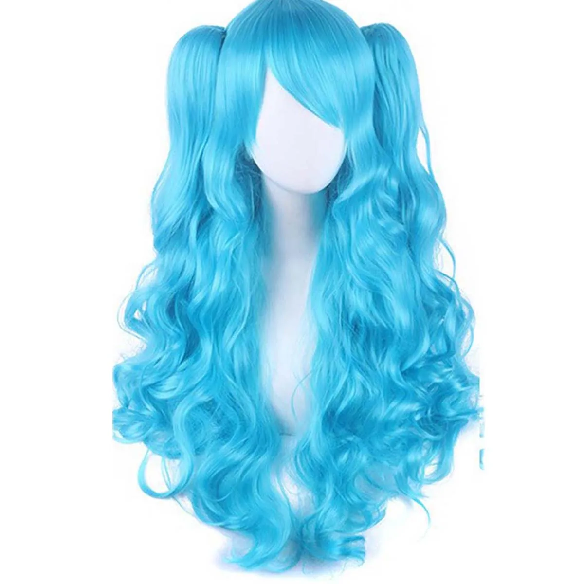 Halloween Party Role Play Girls Long Curly Lolita Double Ponytail Synthetic Gold Pink Wig