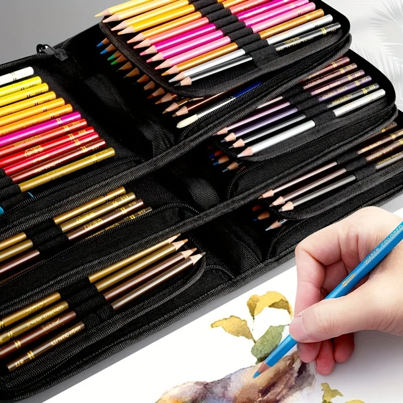 OBOS48/72/120/200 Colors Watercolor Pencils Set,Professional Art Sketching Supplies with Case,2mm Lead,2B Wooden Colored Pencils