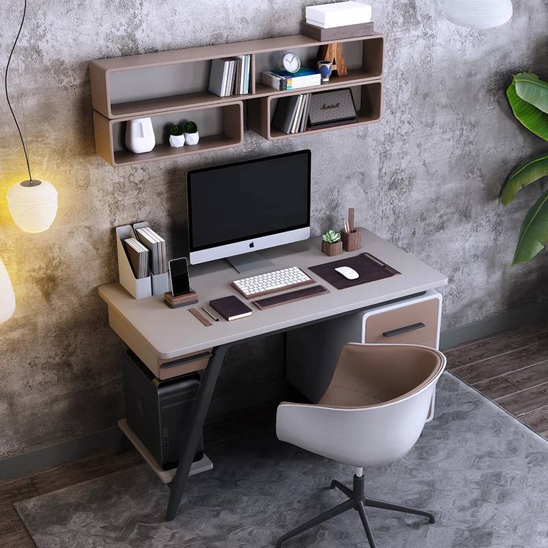 

Light luxury children's small desk student writing desk desk bookshelf combination adult wall-mounted computer table