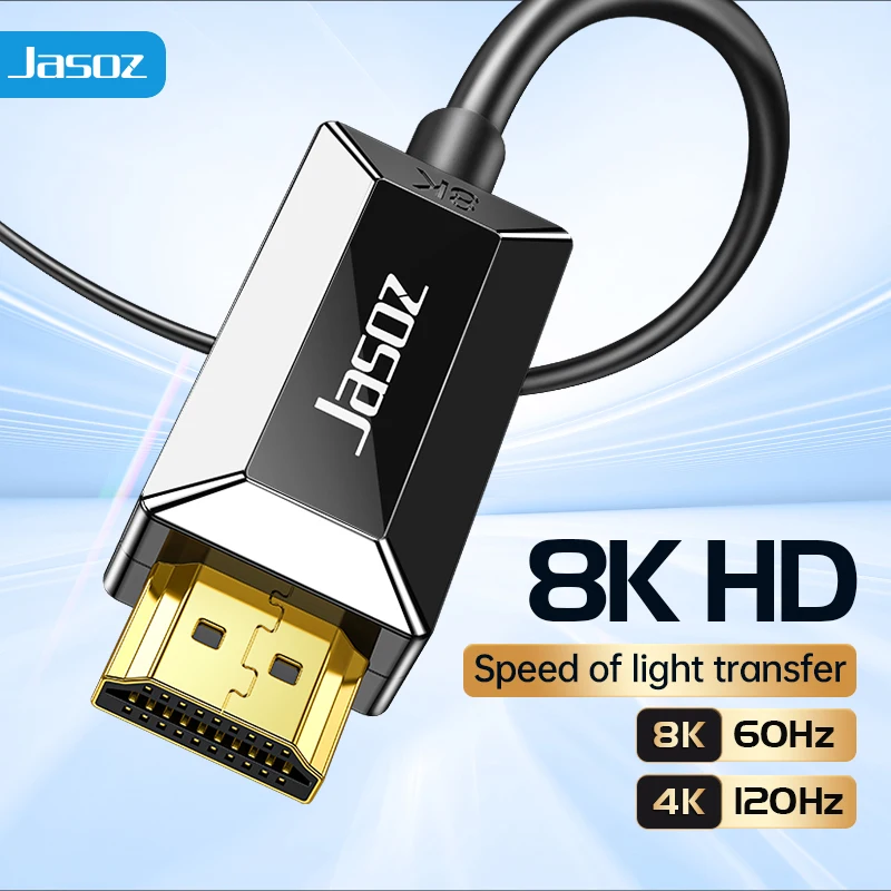 Jasoz HDMI Fiber Optic Cable 8K@60Hz 4K@120Hz 48Gbps HDMI 2.1 Cable Dynamic HDR/eARC/HDCP 2.3 Dolby Vision for TV Projector PS5