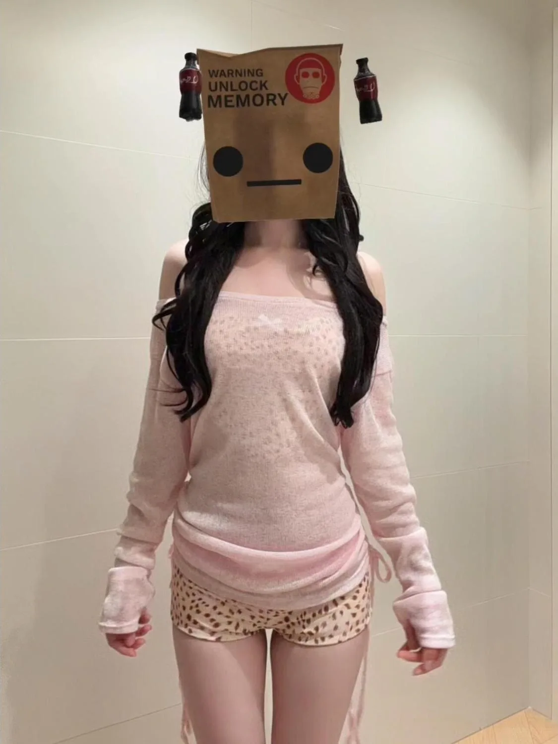 

Bambi Deer Pink Beach Vaion Swimwear Bikini Tee-piece Set Long Sve Sun Protection Pure Desire Polyester Material