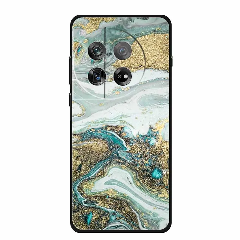 حافظة رخامية لهاتف OnePlus Ace 3 حافظة فاخرة من السيليكون الناعم لهاتف OnePlus 12 OnePlus 12R لون أسود Fundas #4