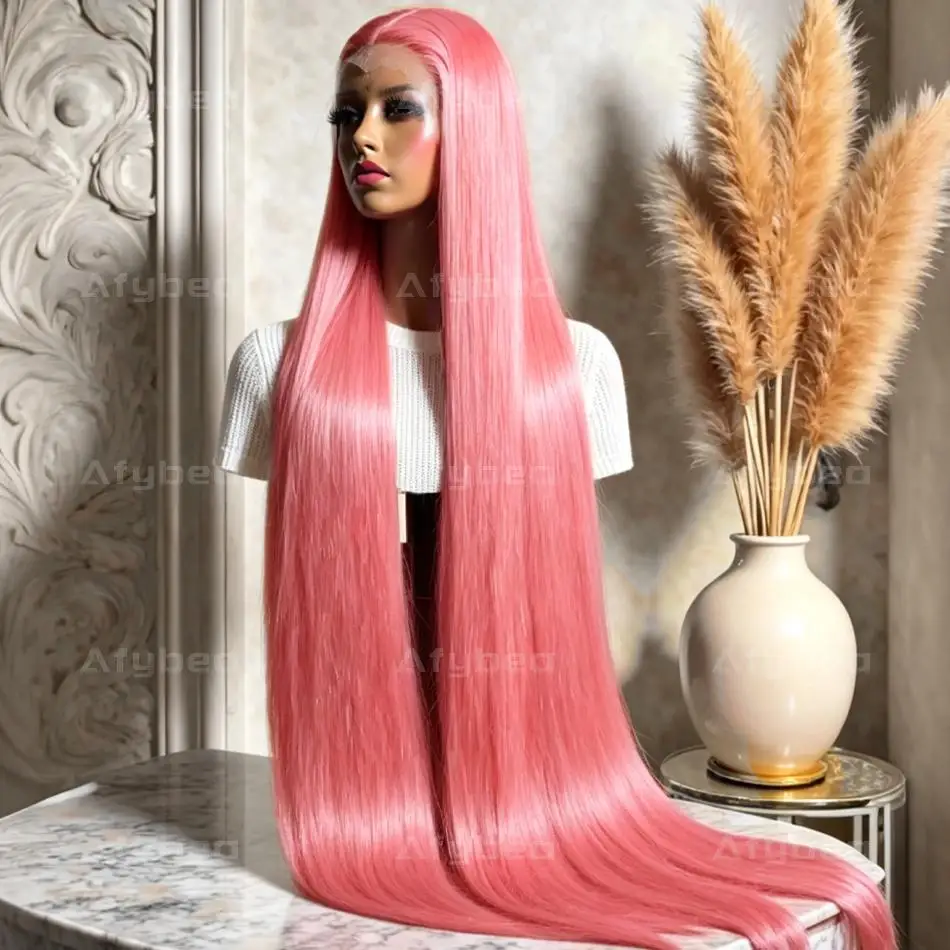 

Pink Human Hair Wig Body Wave Lace Front Wig 13X6 Hd Lace Frontal Wig 250 Density Brazilian Hair 40 Inch Colored For Black Women