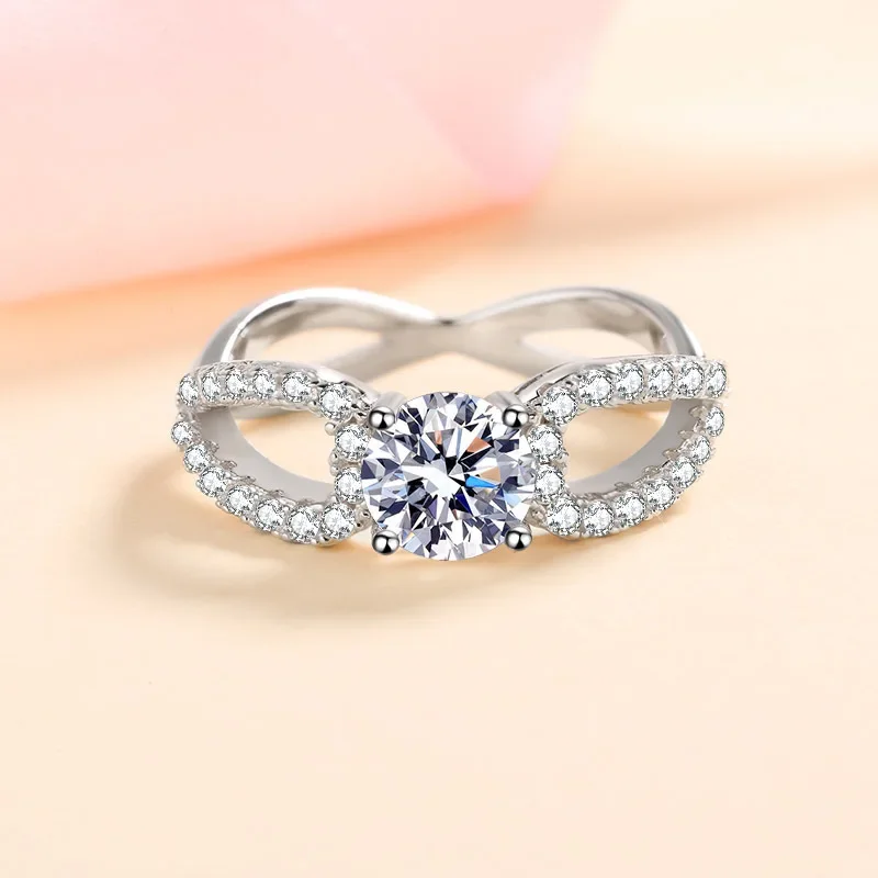 

HAIMAITONG Ring ， Moissanite female double，twisted ring in platinum 950 Pt