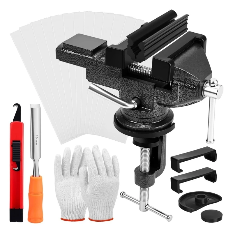 Golf Club Grip Replacement Tool with Clamp-On Vises, Shaft Holder, Hook Cutter, Tape Remover and Tape Strips for Repair 24BD