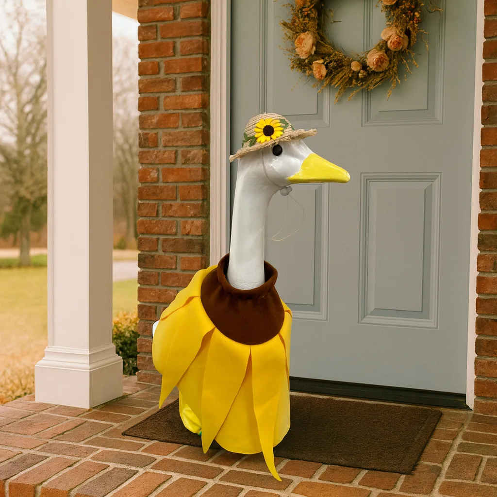 Sunflower Porch Goose Clothes For 23in Goose Rural Farm Yard Decor Autumn Harvest Outdoor Holiday Ornament