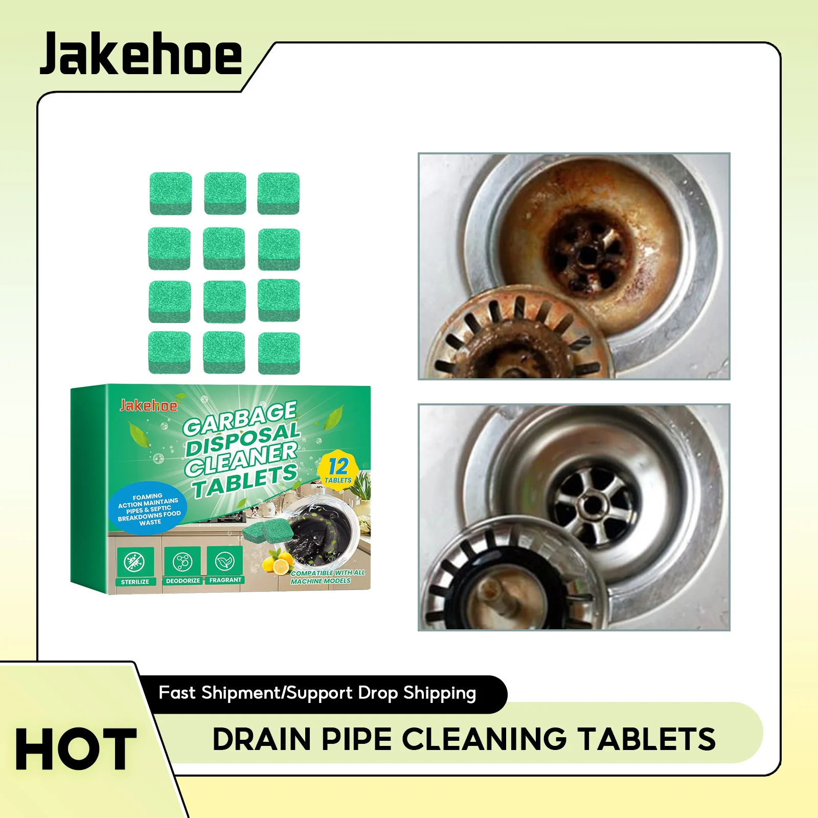 

Drain Pipe Cleaning Tablets Kitchen Drain Deep Cleaning Garbage Disposal Cleaner Deodorizer Odor Eliminator Sink Cleaning Tablet