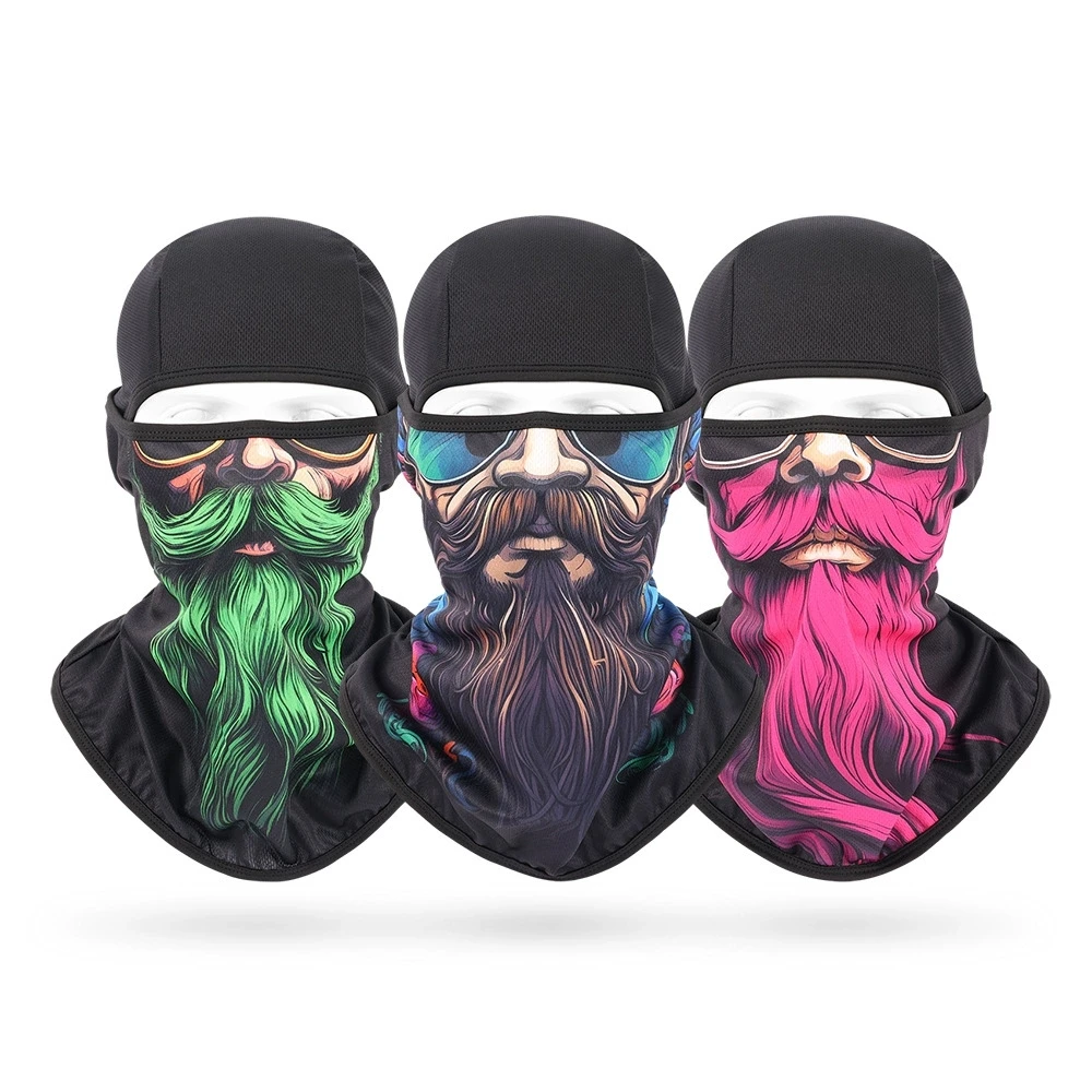 

Beard Old Men Skull Print Balaclava Breathable Wind Dustproof Anti-UV Motorcycle Full Face Cap Biker Masks Motorbike Helmet Hat