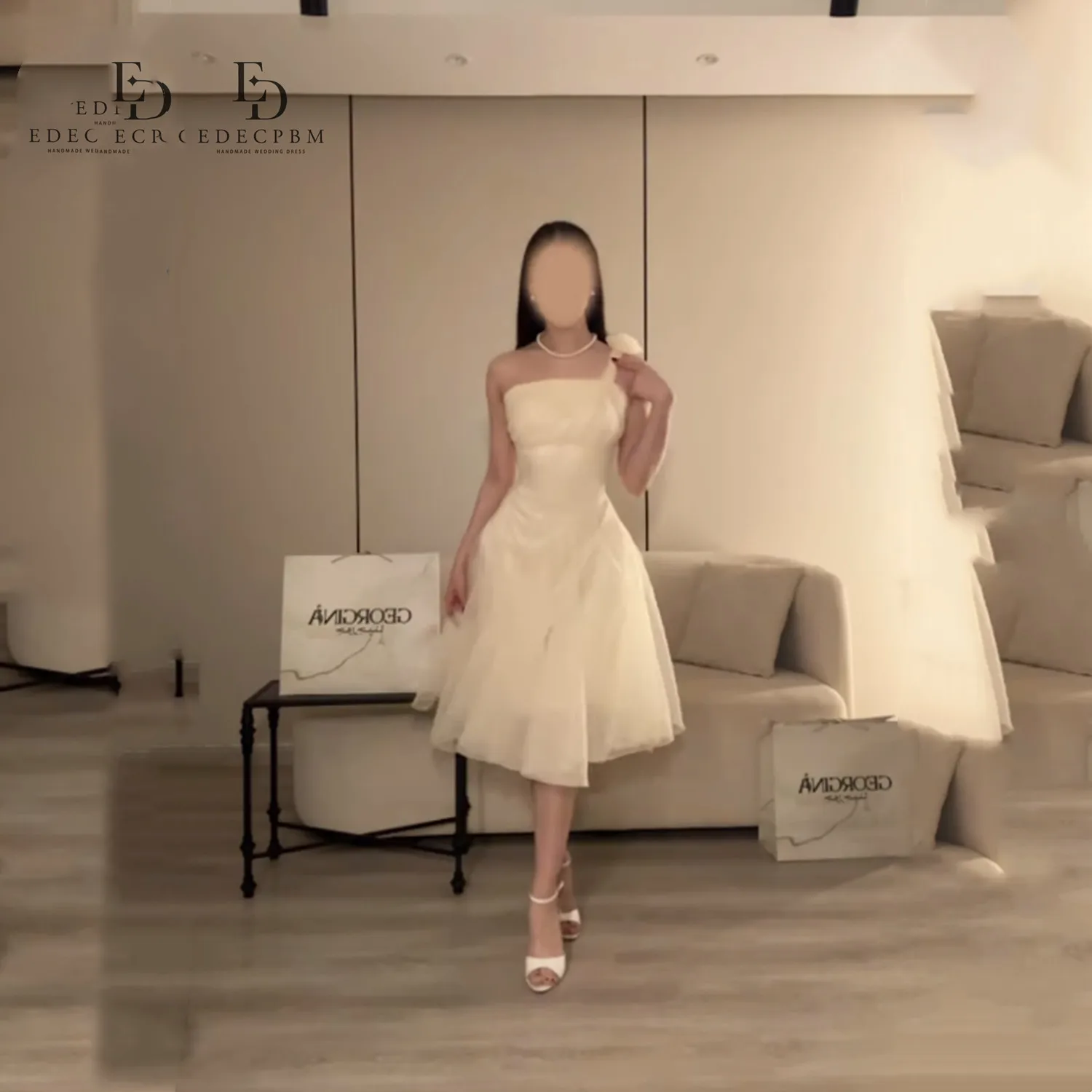 EDECPBM Sukienki Wieczorowe na Specjalne Okazje Eleganckie Sukienki na Przyjęcia Średniej Długości w Kolorze Szampańskim o Kroju A-line