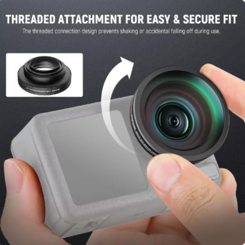 NEEWER OSMO Action FOV Boost Lens - Nakładka z gwintem i powłoką powiększającą pole widzenia do kamer sportowych DJI OSMO Action 4/5 Pro - Akcesoria — zdjęcie produktu 4