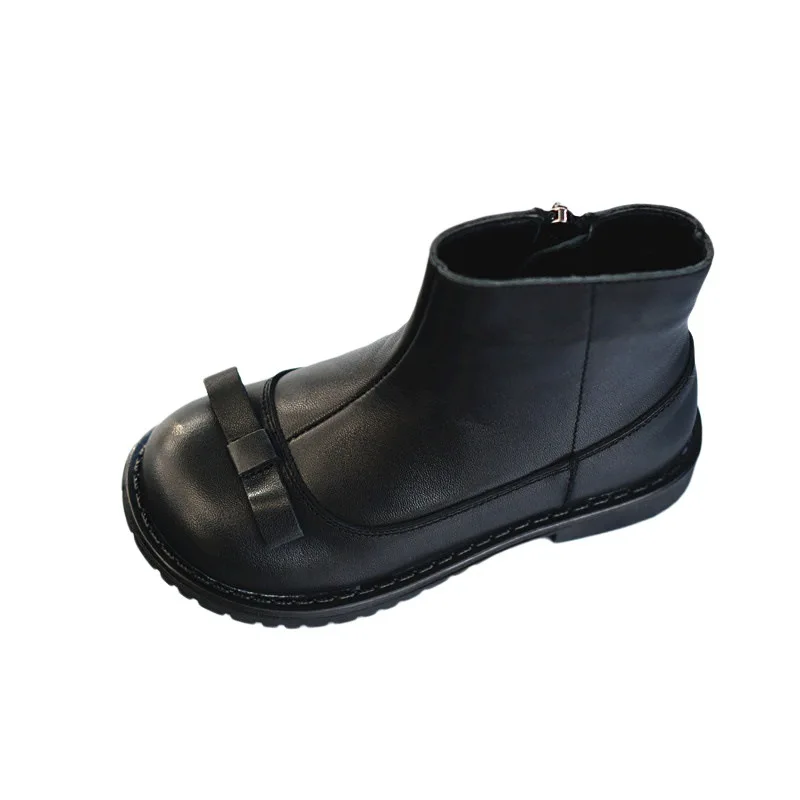 New Children Shoes Girls Black Princess Fashion Casual Cowhide Outdoor Chelsea Boots Kids Student Genuine Leather Baby Toddler