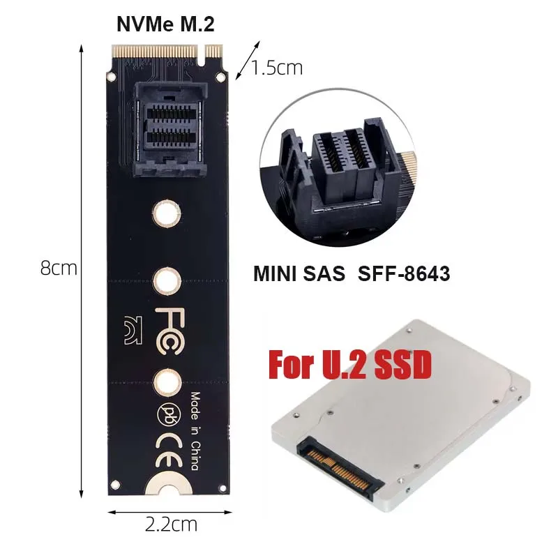 

NVME M.2 KEY M to Mini SAS SFF-8643 Converter U.2 SSD Extend Adapter Computer Laptop Motherboard SolidState Drive Expansion Card