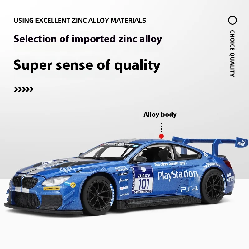 CCA 1:24 BMW M6 GT3 รุ่นรถยนต์โลหะผสมDiecastของเล่นล้อดึงกลับกีฬารถแสงเพลงรถเด็กPerfectของขวัญ