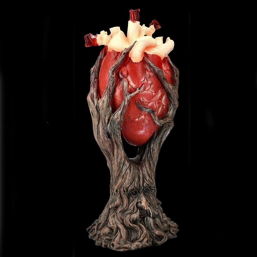 Halloween Anatomical Heart Treeman Figurine Resin Statue Spooky Red Heart Sculpture Home Desktop Party Festival Decor