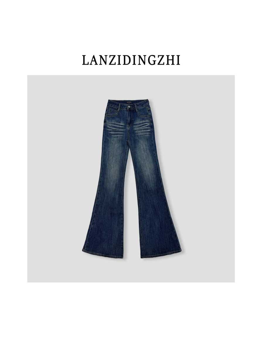 

High Waist Bell Bottom Jeans Women's Casual Style Cotton Blend Stretch Denim High Rise Claw Washed out Simple Design Jeans