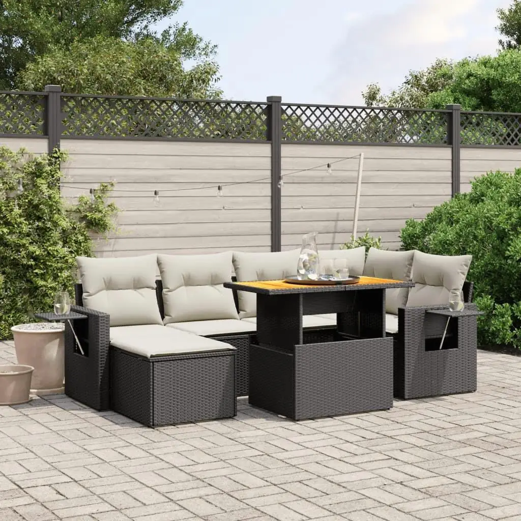 

Elegant Black and Cream White Garden Sofa Set Outdoor Furniture Comfortable Seating for Patio Yard Balcony Relaxing Space