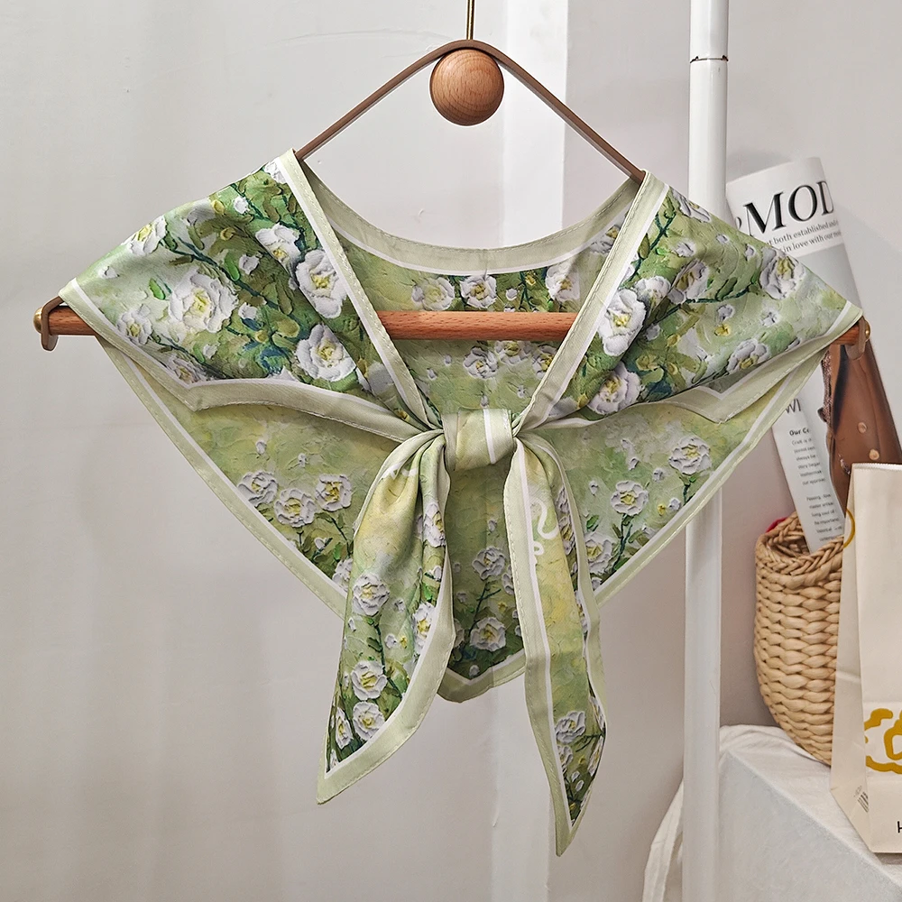 Oil Painting Sle Silk Scarf with Tie oulder Pad Fake Collar Spring Autumn Doll Decorative Air Conditioned Room irt