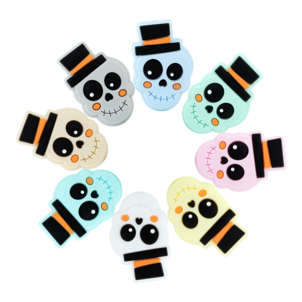 5/10Pcs Focal Silicone Beads Halloween Sugar Skull Cute Beads for Jewelry Making DIY Keychain Necklace Accessories Kandi Beads