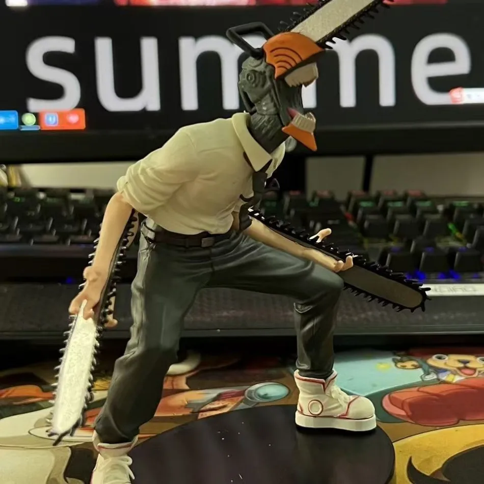 حار بالمنشار رجل أنيمي الشكل السلطة دينجي عمل الشكل البلاستيكية بالمنشار رجل السلطة تمثال بولي كلوريد الفينيل الكبار جمع نموذج دمية لعبة