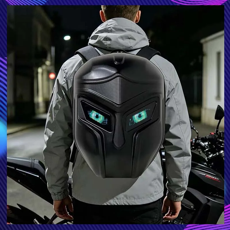 Motorcycle Bag Bicycle Cycling Backpack LED Backpack Trendy Riding Bag APP Bluetooth Control Hard-Shell Waterproof Backpack Gift