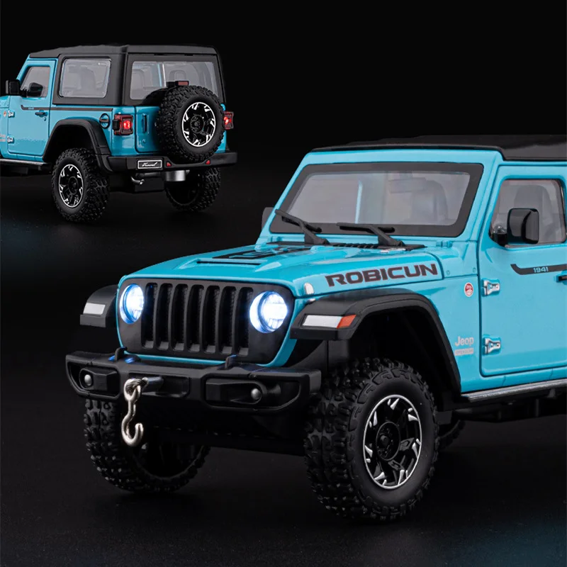 1:24 Jeeps Wrangler Rubicon Legering Model Auto Diecasts Metalen Terreinwagens Auto Model Simulatie Geluid en Licht Kinderen speelgoed Gift