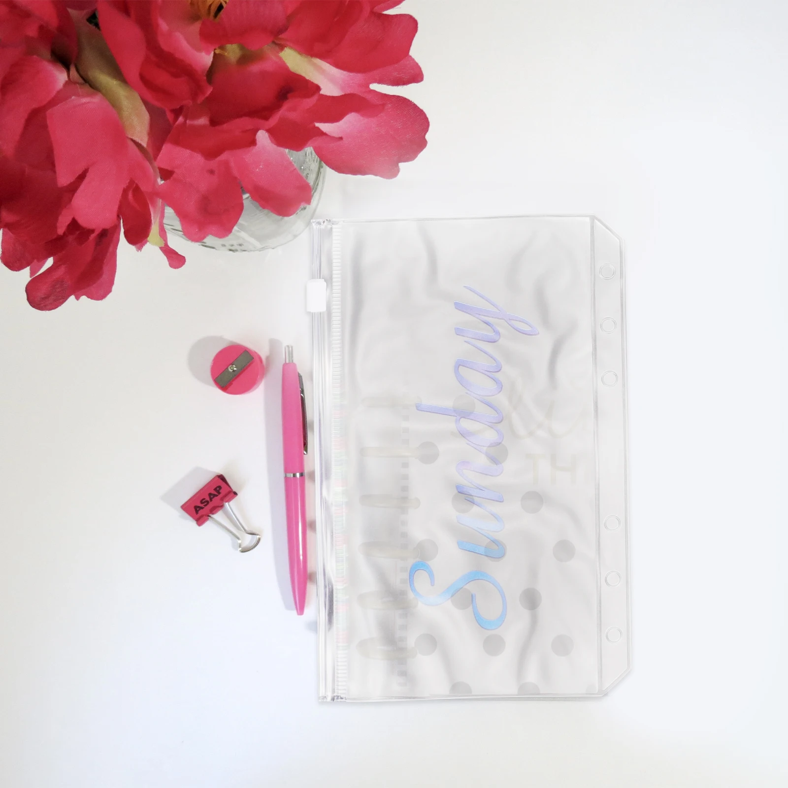 

14pcs A6 Zipper Bag PVC Transparent File Holder 6-Holes Binder Pouches Document Storage Cash Envelopes Week Money Saving