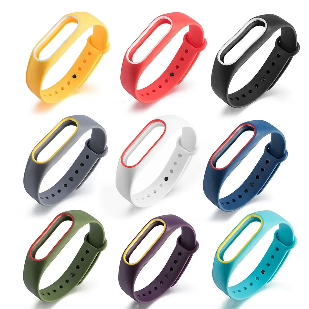 Silicone Strap For Xiaomi Mi Band 2 For Women Man Dual Color Bracelet Smart Watchband Sport Wrist Band Cover For Xiaomi Miband2