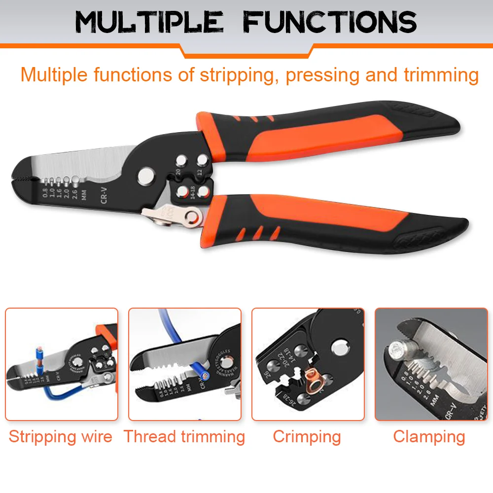 NJBLZQ 10 in 1 Wire Pliers Multifunctional Electrician Peeling Household Network Cable Wire Stripper Puller Stripper Tools