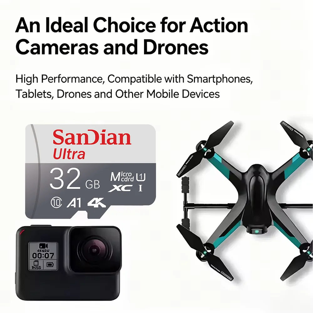 Micro SD Card 64GB/128GB/512GB with Adapter UHS-I up to 190MB/s A2 U3 V30 4K Video Compatible with GoPro Nintendo-Switch