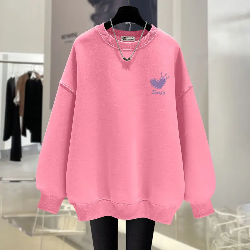 Women Clothing O-neck Long Sleeve Hoodies Autumn Winter Vintage Loose Casual Sweatshirts Cartoon Printed Cotton Pullovers