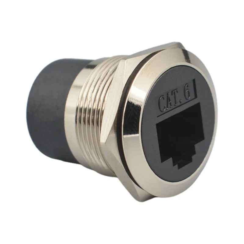 Circular Category 6 network module RJ45 Gigabit direct network port, industrial dustproof CAT6 docking network socket adapter