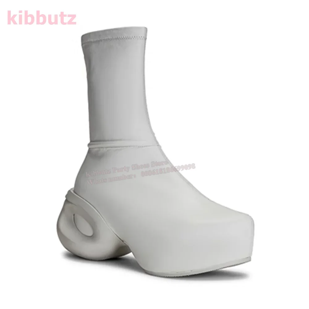 Suede Stretch Ankle Boots Runway Show Fashion Sexy Women Shoes Newest Side Zipper Low Square Heel Round Toe Skinny Solid Color
