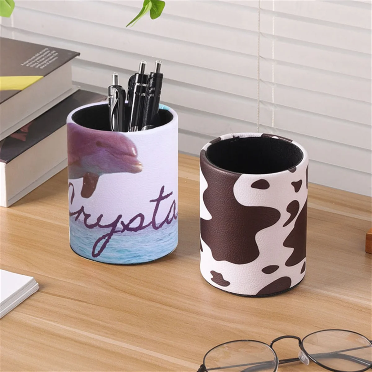 مكتب حامل قلم رصاص من جلد البولي يوريثان ، منظم قلم مكتب ، x x x 4 بوصة ، 4