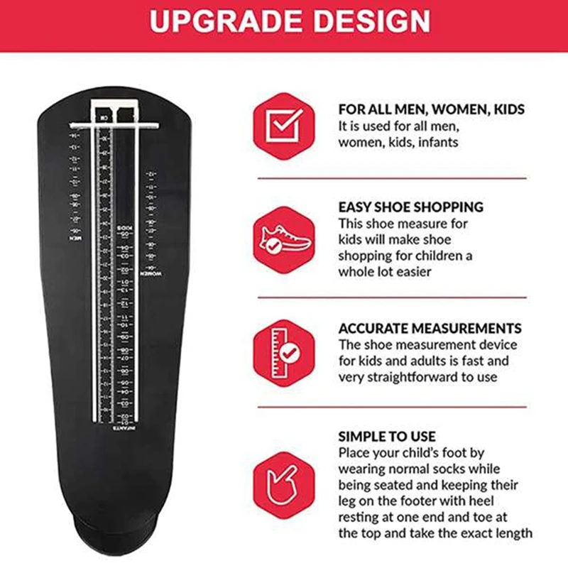 Dispositivo de medición del tamaño del pie de medición del zapato Dispositivo de medición del pie del zapato de plástico Tamaño adulto para hombres y mujeres, duradero 2 piezas