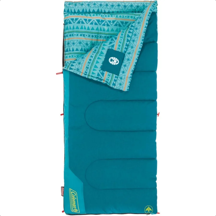 

50F Sleeping Bag for up to 5ft Tall Comfortable Youth Sleeping Bag for Sleepovers Camping Glow in The Dark Design