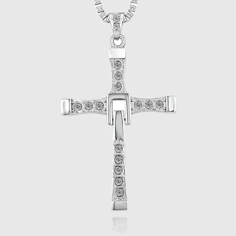 Dominic Toretto The Fast and The Furious Celebrity Vin Diesel Item Crystal Jesus Men Cross Pendant Necklace Gift Jewelry