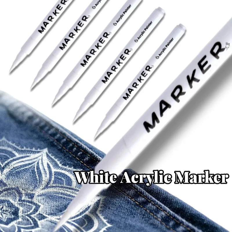 

White Acrylic Marker Oily Waterproof White Pen Smooth Marking And Wide Coverage For Black Paper,Tire,Plastic,Stone,Metal