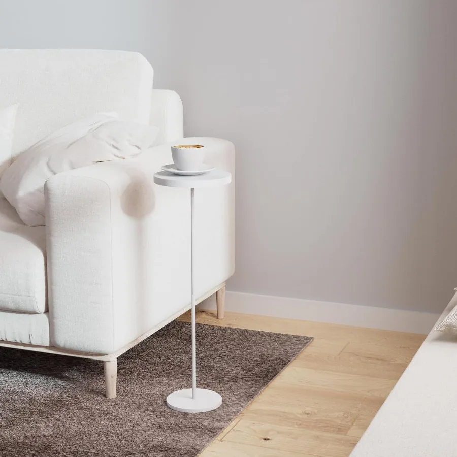 

Small Side Table Metal Round Drink Table Desktop Diameter 7.87 for Living Room Bedroom Small Spaces Sofa Couch Chair White