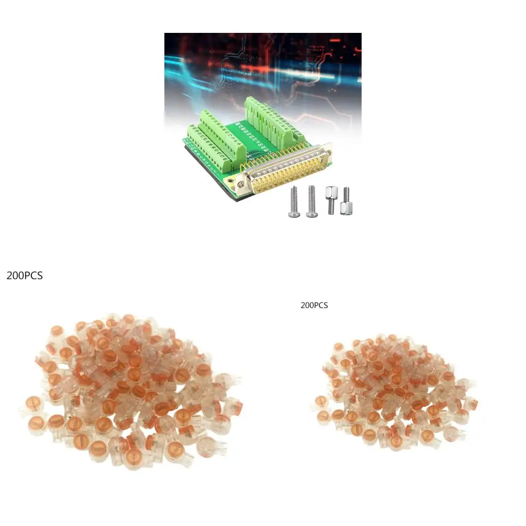 1 DB50 No-Solder 3-Row 50-Pin Male Connector + 200 K1 UY Wire Connectors view 2