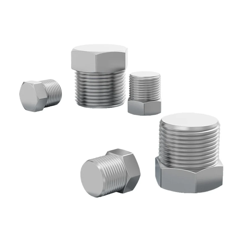 304 Stainless Steel External Hex Pipe Plug G1/8-3" BSP NPT Thread Oil Plug Screw Pipe Fitting Seal Plug for Industrial Pipeline