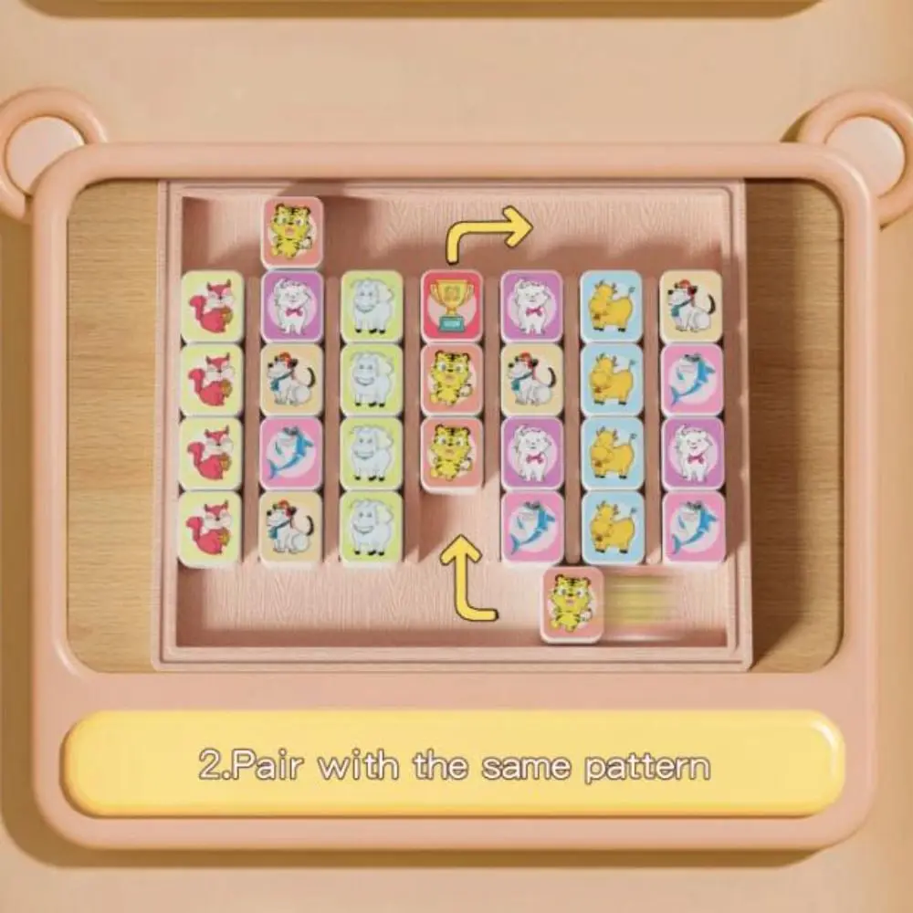 Wooden Pet Matching Animal Early Educational Tabletop Push-Pull Puzzle Easy To Play Interactive Family Board Game Blocks