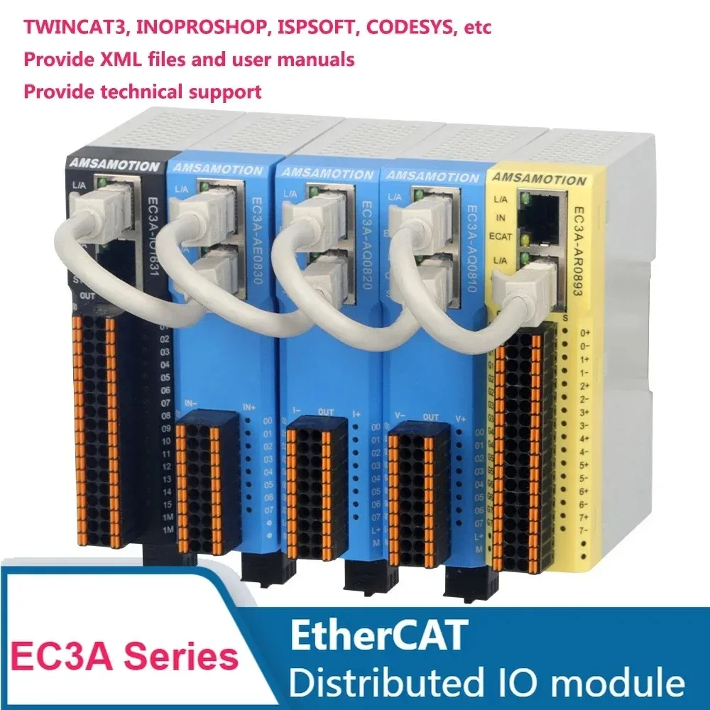 EtherCAT Module Integrated Remote Distributed I/O AMSAMOTION EC3A Series Analog Quantity Digital Quantity Temperature Module