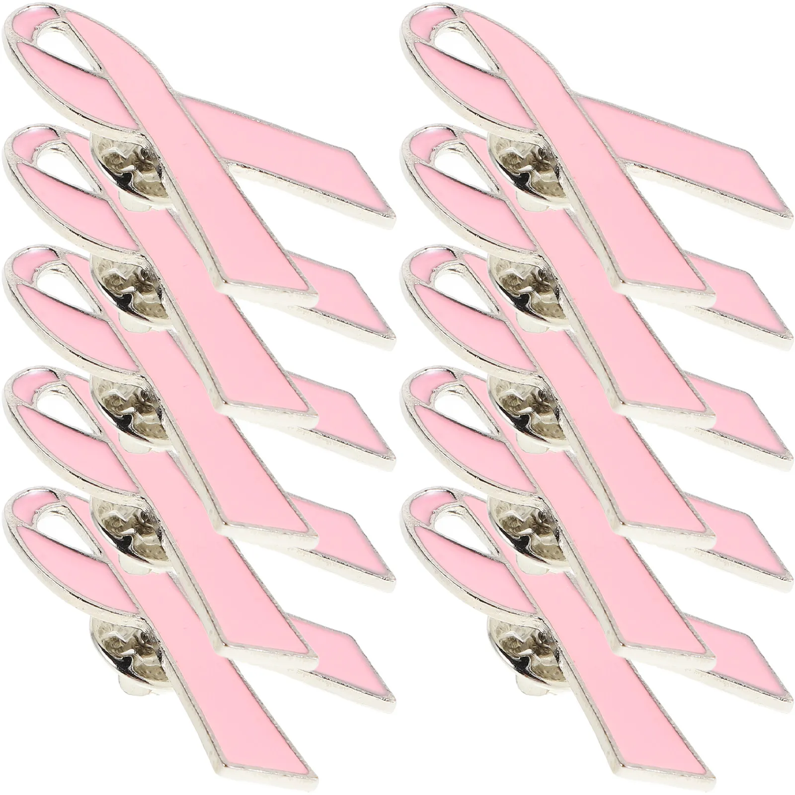 10pcs Pink Ribbon Breast Cancer Awareness Pins – Elegant Lapel Brooches for Women, Campaign Badge