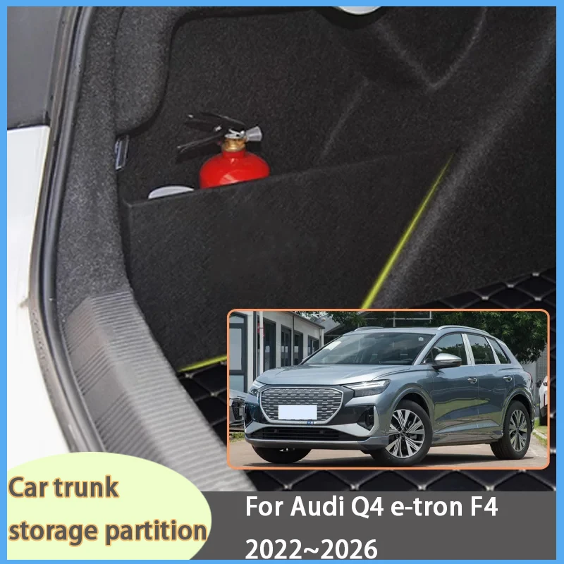 

For Audi Q4 e-tron F4 2022~2026 Car Organizer Thickening Trunk Side Partition Trunk Interior Storage Box Parts