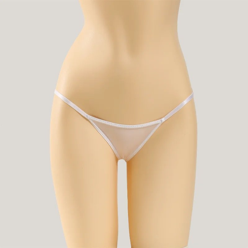 Women Sexy Briefs Super Low Waist Oil Shiny Glossy Underwear Elastic Smooth Ice Silk Mini Bikini Panties Exotic Lingerie Thongs