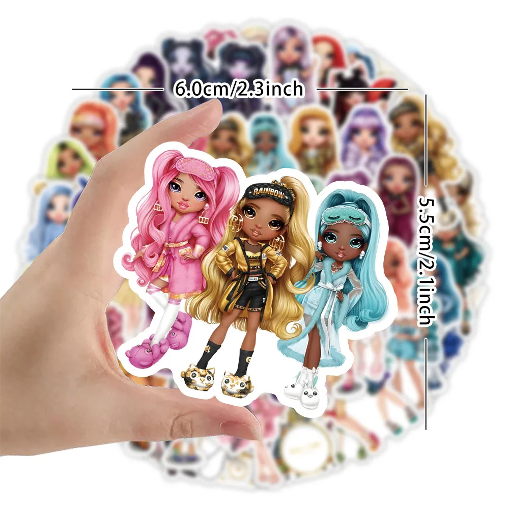 ملصقات دمية قوس قزح لطيفة مكونة من 51 قطعة - شارات زخرفية لأجهزة الكمبيوتر المحمولة وحقائب الهواتف وحقائب الظهر والمجلات لتسجيل متجر YourLife