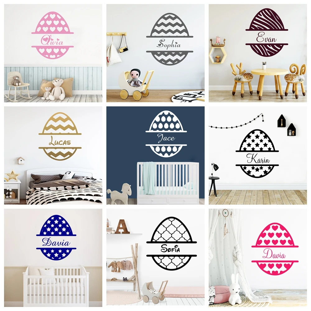 

1 pc cool easter egg customize name Wall Sticker Pvc Wall Art Stickers Modern Fashion Wallsticker For Kids Rooms Home Decor