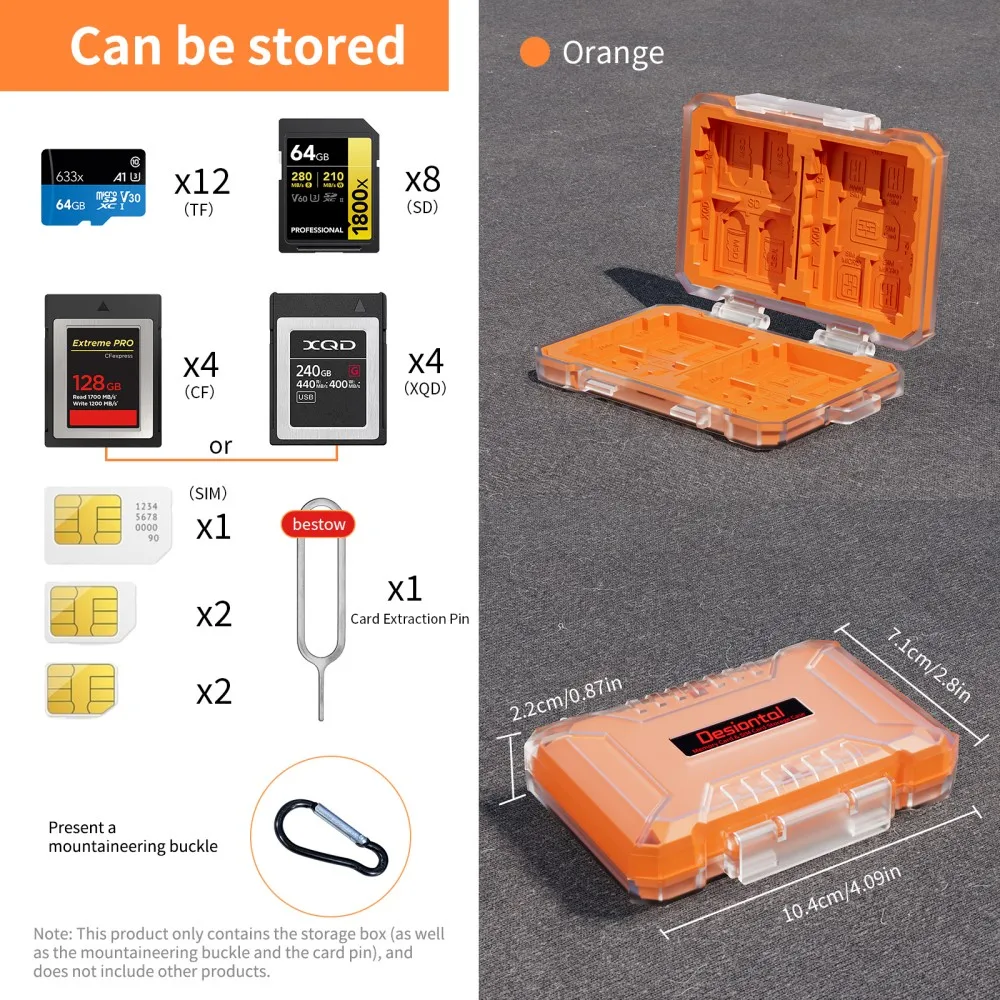 Desiontal Waterproof ABS Memory Card Case Anti-Static Storage Box SD & MicroSD Card Holder for 4 SD Card nd 12 TF/Micro SD Card